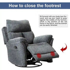 Fauteuil inclinable, pivotant et berçant en tissu avec repose-pieds