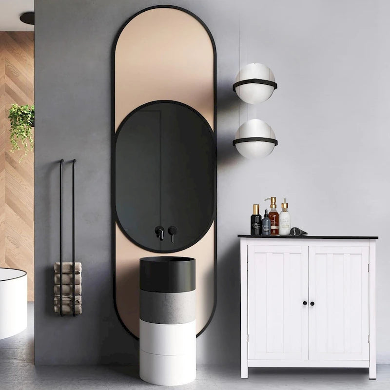 Meuble de rangement de salle de bain autoportant à 2 portes avec étagère réglable
