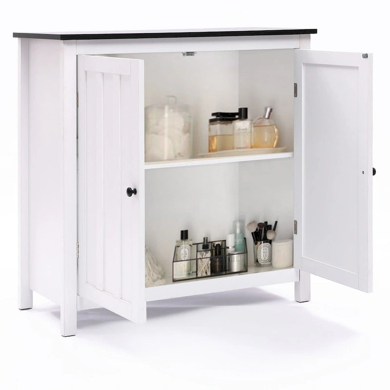 Meuble de rangement de salle de bain autoportant à 2 portes avec étagère réglable