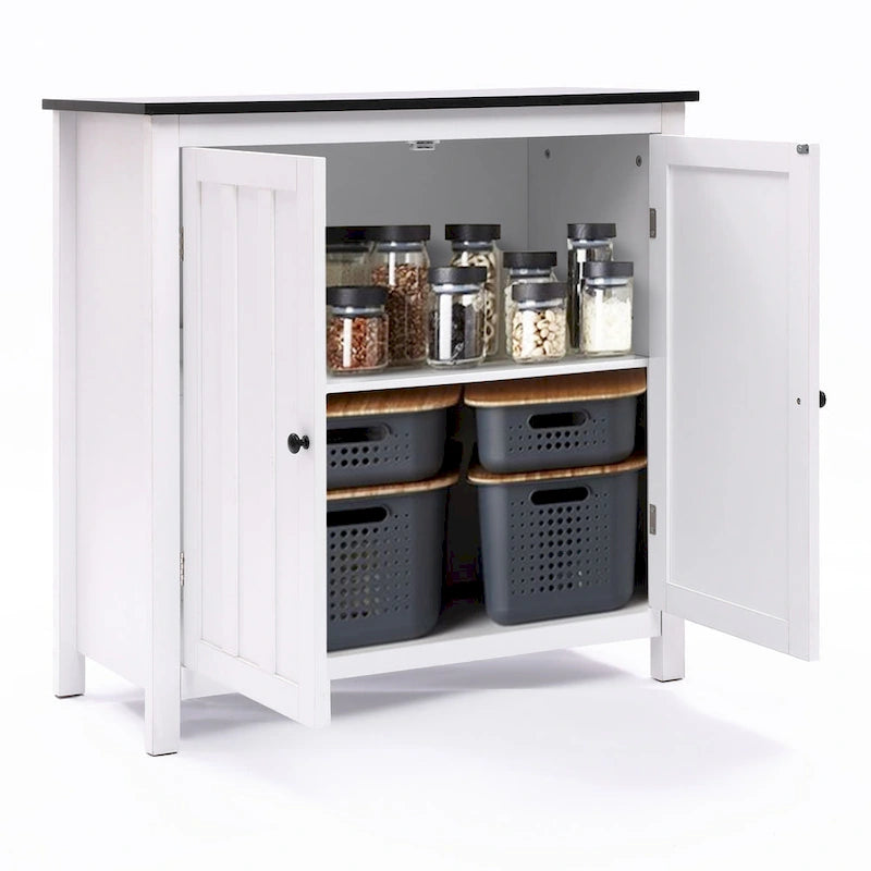 Meuble de rangement de salle de bain autoportant à 2 portes avec étagère réglable