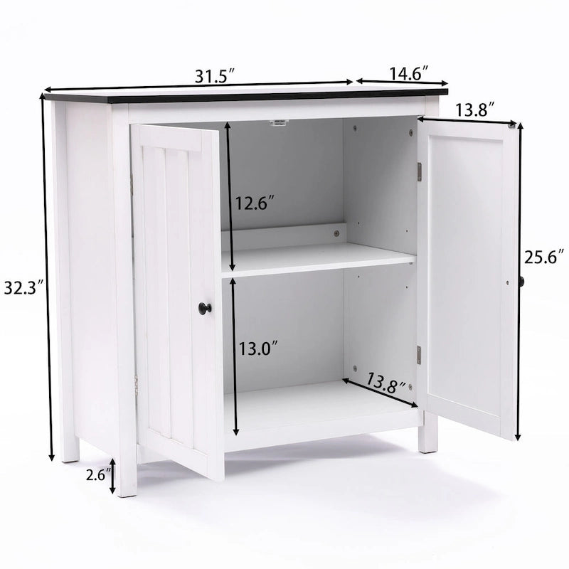 Meuble de rangement de salle de bain autoportant à 2 portes avec étagère réglable