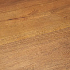 Table basse ronde avec plateau en bois massif et piètement en fonte