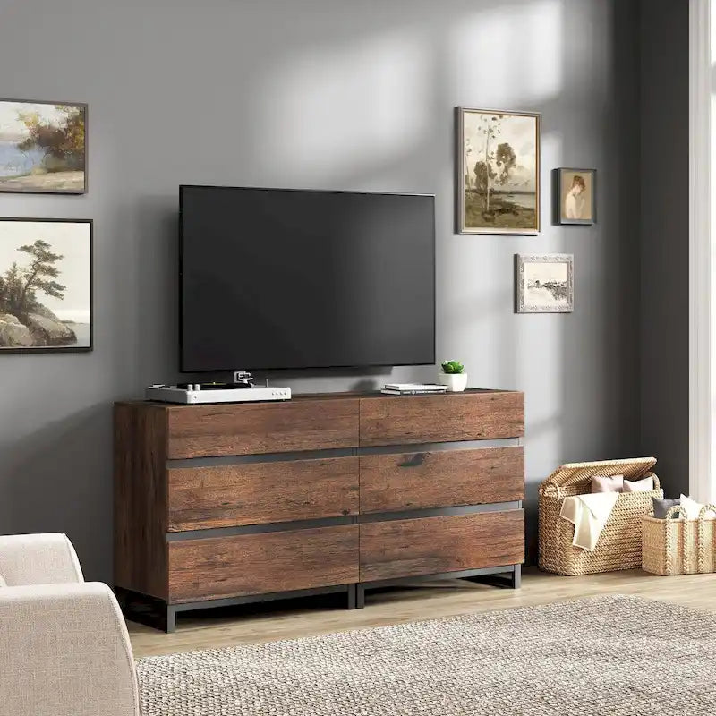 Meuble TV avec 6 tiroirs pour téléviseurs jusqu'à 70 pouces