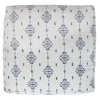 Pouf carré 45 cm – Coton bleu marine et blanc