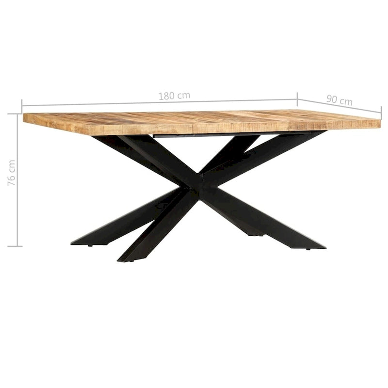 Table à manger en bois massif avec cadre en acier