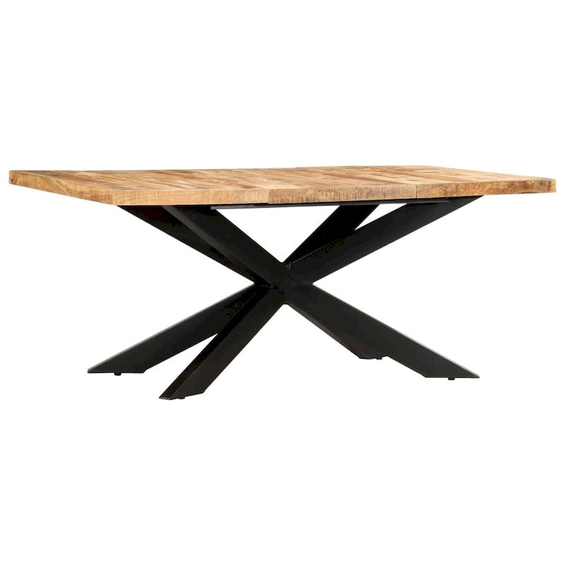 Table à manger en bois massif avec cadre en acier