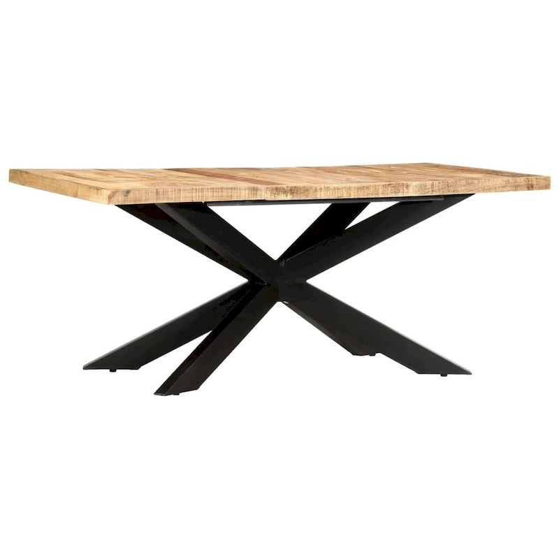 Table à manger en bois massif avec cadre en acier