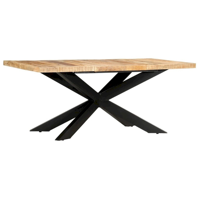 Table à manger en bois massif avec cadre en acier