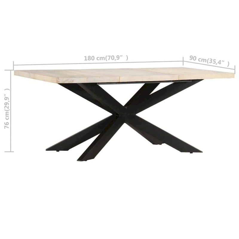 Table à manger en bois massif avec cadre en acier