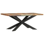 Table à manger en bois massif avec cadre en acier
