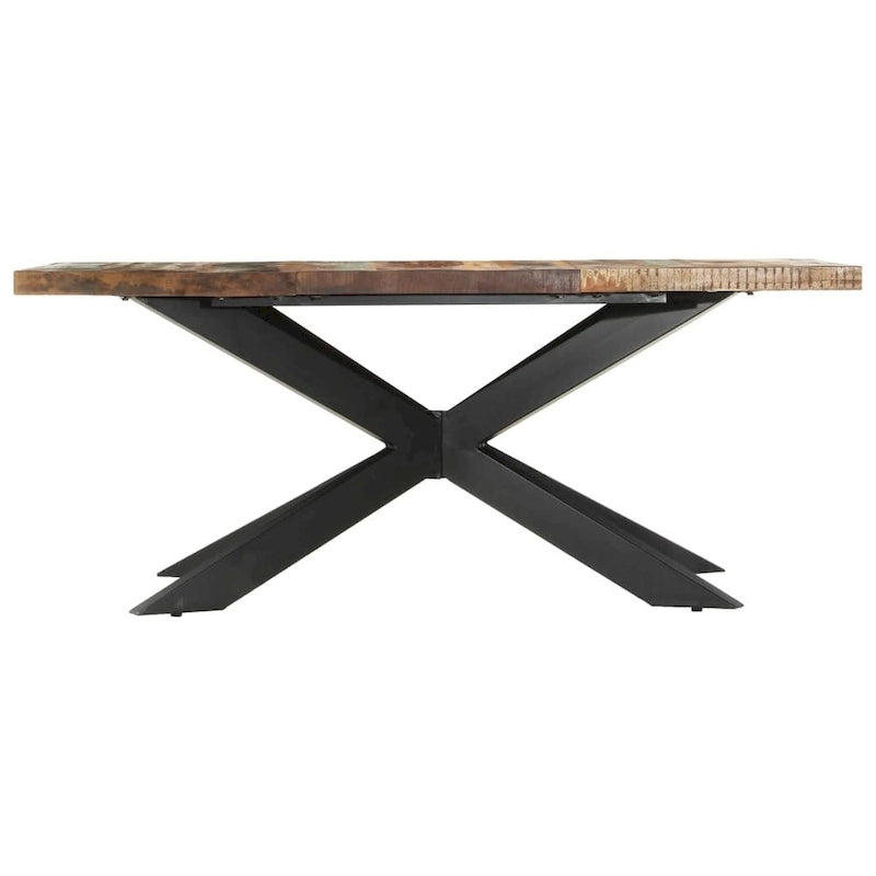 Table à manger en bois massif avec cadre en acier