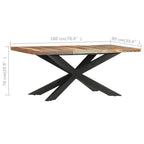 Table à manger en bois massif avec cadre en acier