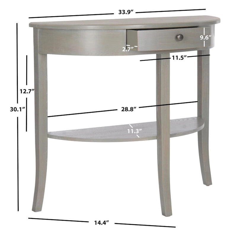 Console en orme avec tiroir et étagère inférieure – 34L x 14P x 30H