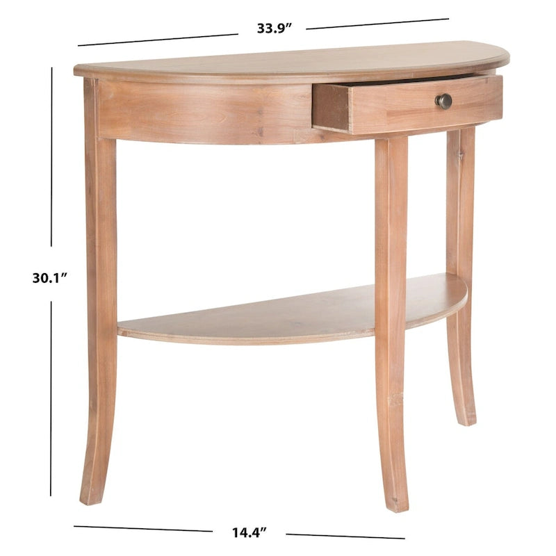 Console en orme avec tiroir et étagère inférieure – 34L x 14P x 30H
