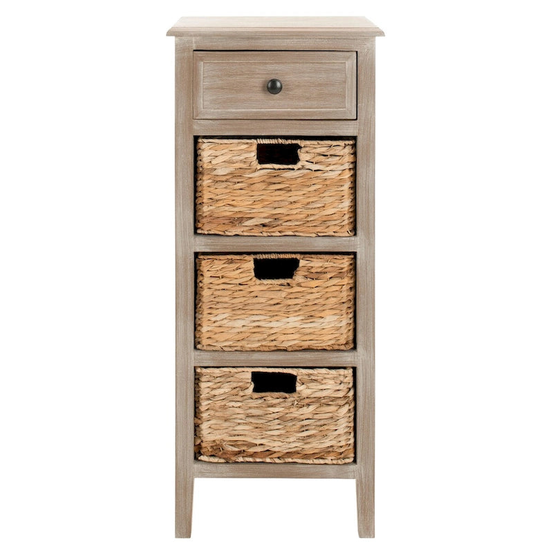Table d'appoint à 4 tiroirs en paniers tressés, 15 po L x 11,8 po P x 35,8 po H