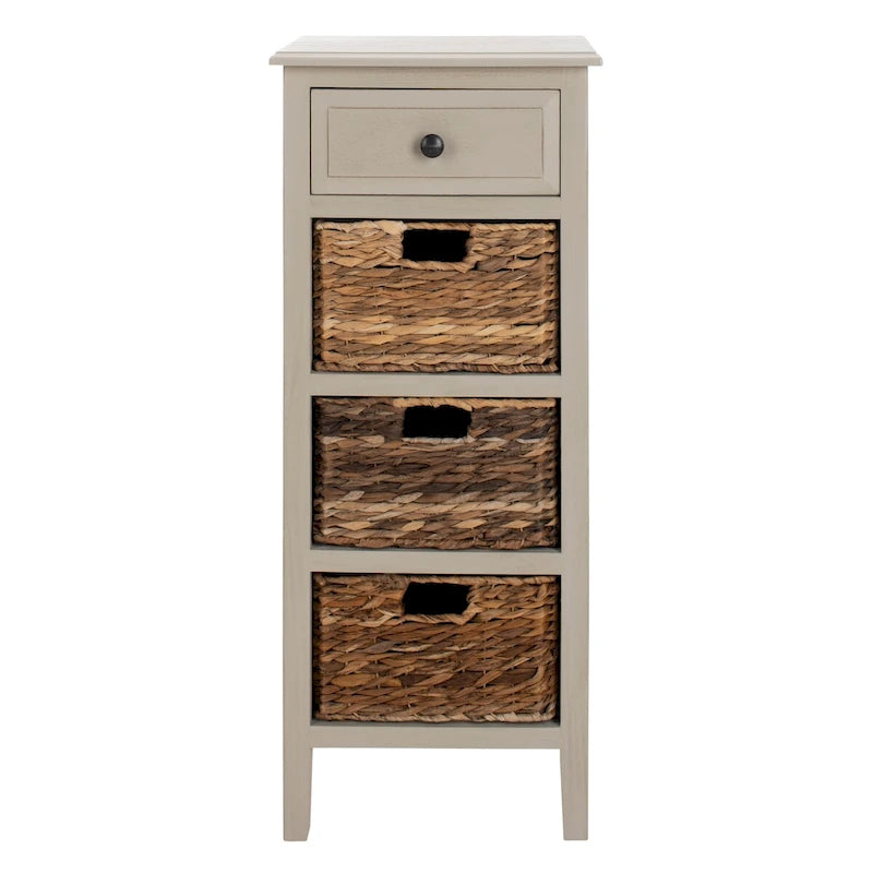 Table d'appoint à 4 tiroirs en paniers tressés, 15 po L x 11,8 po P x 35,8 po H