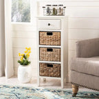 Table d'appoint à 4 tiroirs en paniers tressés, 15 po L x 11,8 po P x 35,8 po H
