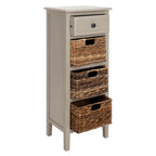 Table d'appoint à 4 tiroirs en paniers tressés, 15 po L x 11,8 po P x 35,8 po H