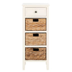 Table d'appoint à 4 tiroirs en paniers tressés, 15 po L x 11,8 po P x 35,8 po H