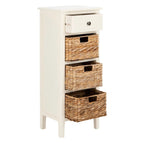 Table d'appoint à 4 tiroirs en paniers tressés, 15 po L x 11,8 po P x 35,8 po H
