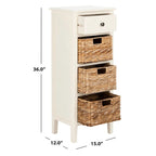 Table d'appoint à 4 tiroirs en paniers tressés, 15 po L x 11,8 po P x 35,8 po H
