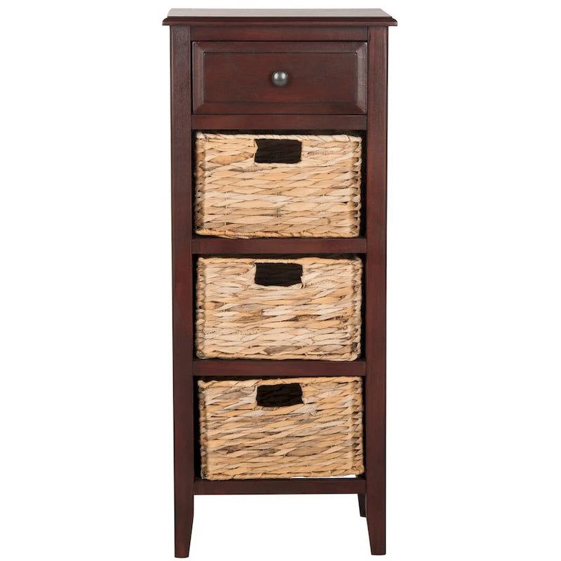 Table d'appoint à 4 tiroirs en paniers tressés, 15 po L x 11,8 po P x 35,8 po H