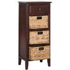 Table d'appoint à 4 tiroirs en paniers tressés, 15 po L x 11,8 po P x 35,8 po H