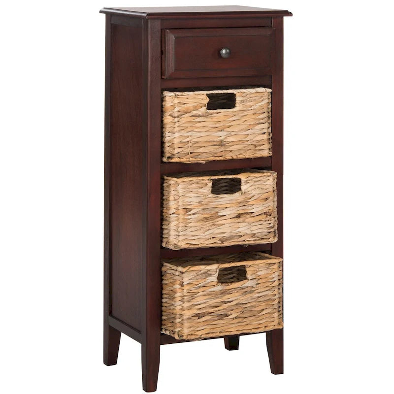 Table d'appoint à 4 tiroirs en paniers tressés, 15 po L x 11,8 po P x 35,8 po H