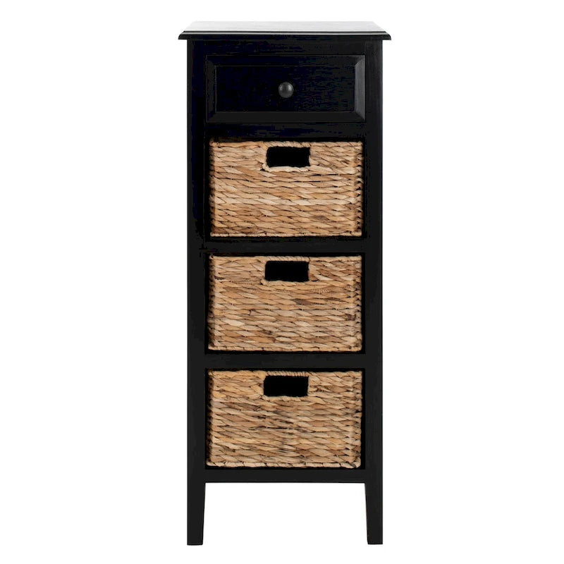 Table d'appoint à 4 tiroirs en paniers tressés, 15 po L x 11,8 po P x 35,8 po H