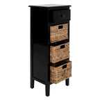Table d'appoint à 4 tiroirs en paniers tressés, 15 po L x 11,8 po P x 35,8 po H