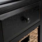 Table d'appoint à 4 tiroirs en paniers tressés, 15 po L x 11,8 po P x 35,8 po H