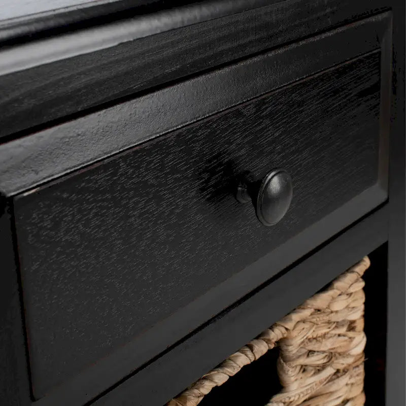 Table d'appoint à 4 tiroirs en paniers tressés, 15 po L x 11,8 po P x 35,8 po H