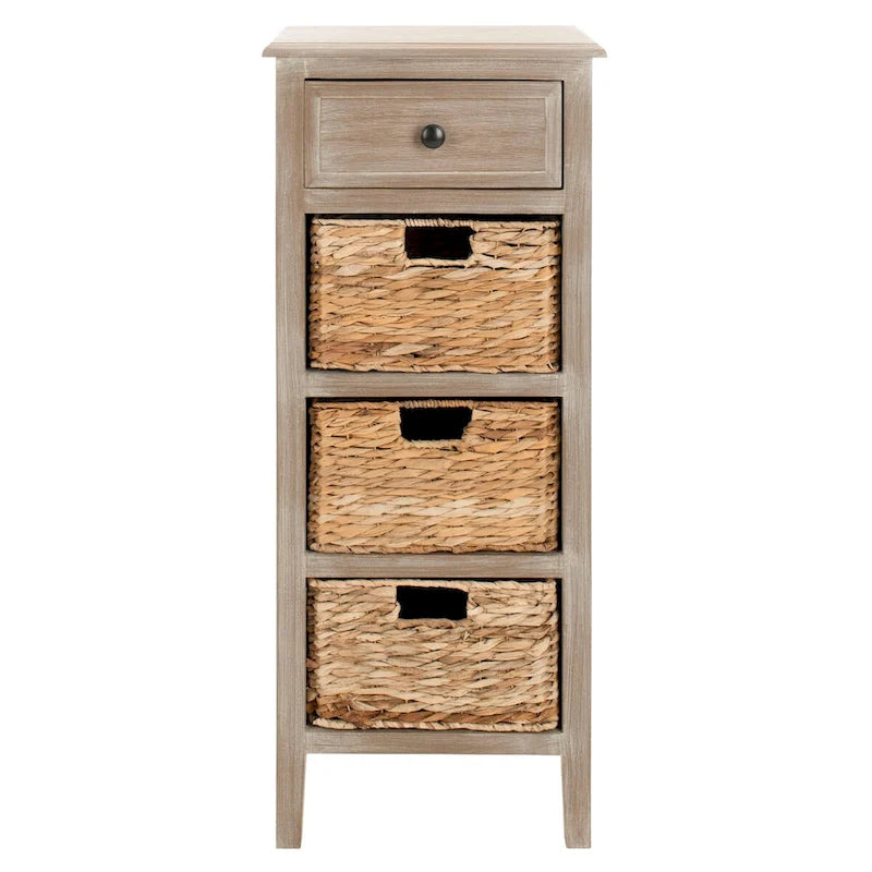 Table d'appoint à 4 tiroirs en paniers tressés, 15 po L x 11,8 po P x 35,8 po H