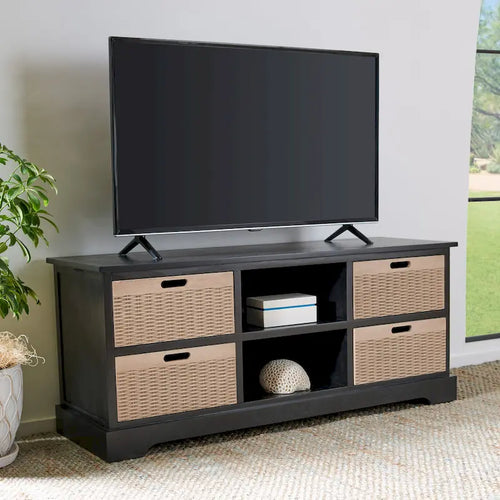Meuble TV de 47 pouces avec rangements, tiroirs et étagères ouvertes