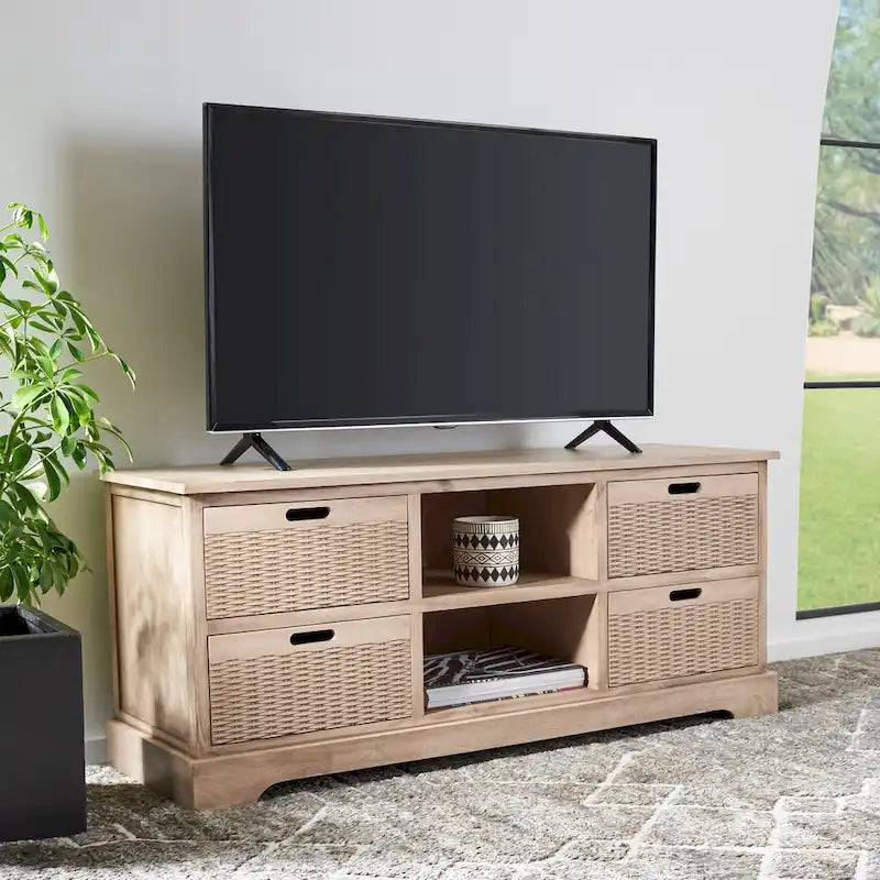 Meuble TV de 47 pouces avec rangements, tiroirs et étagères ouvertes