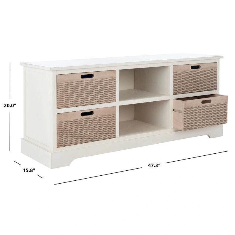 Meuble TV de 47 pouces avec rangements, tiroirs et étagères ouvertes