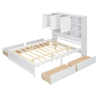 Lit plateforme Queen Size avec tête de lit de rangement et 4 tiroirs