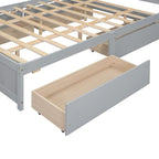 Lit plateforme Queen Size avec tête de lit de rangement et 4 tiroirs