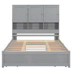 Lit plateforme Queen Size avec tête de lit de rangement et 4 tiroirs