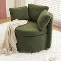 Fauteuil pivotant en tissu avec rangement et coussin de dossier
