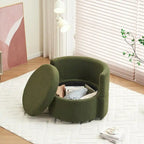 Fauteuil pivotant en tissu avec rangement et coussin de dossier