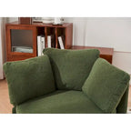 Fauteuil pivotant en tissu avec rangement et coussin de dossier