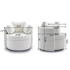 Fauteuil pivotant en tissu avec rangement et coussin de dossier