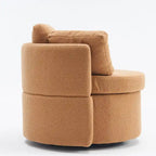 Fauteuil pivotant en tissu avec rangement et coussin de dossier
