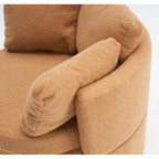 Fauteuil pivotant en tissu avec rangement et coussin de dossier