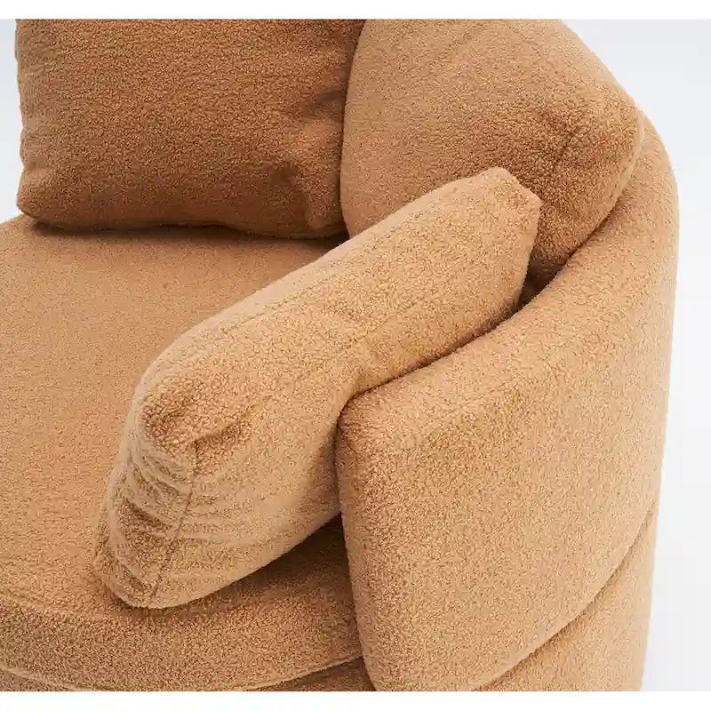 Fauteuil pivotant en tissu avec rangement et coussin de dossier