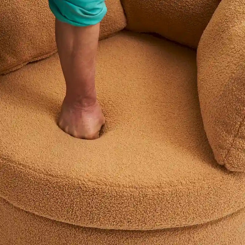Fauteuil pivotant en tissu avec rangement et coussin de dossier