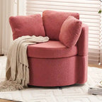 Fauteuil pivotant en tissu avec rangement et coussin de dossier