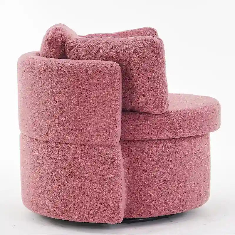Fauteuil pivotant en tissu avec rangement et coussin de dossier