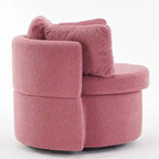 Fauteuil pivotant en tissu avec rangement et coussin de dossier
